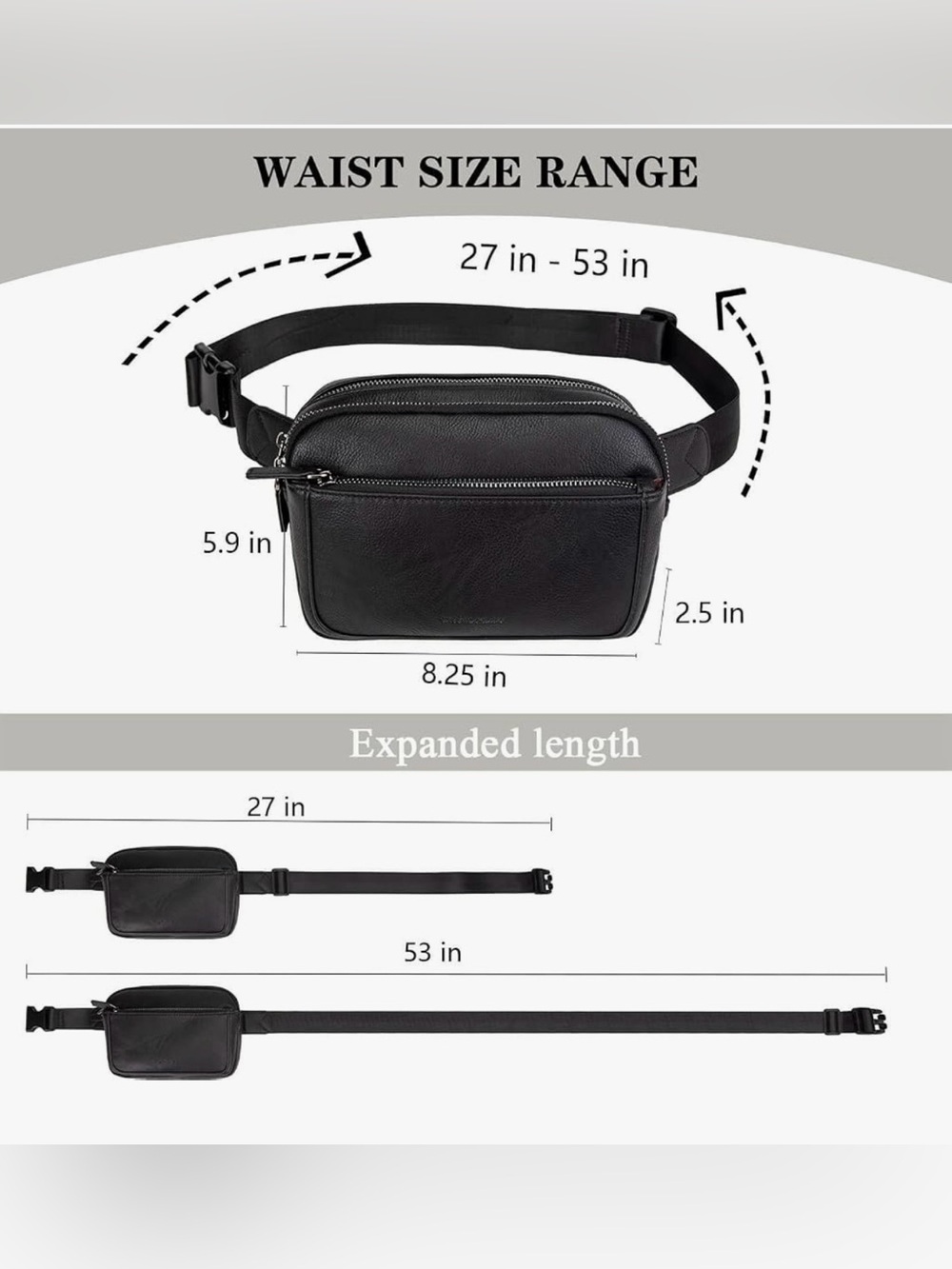 Black Leather UNISEX Waist & Crossbody Bag - Picture 2 of 13